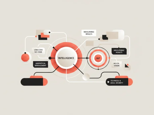 Diagrama abstrato representando o processo de vibe coding e inteligência artificial