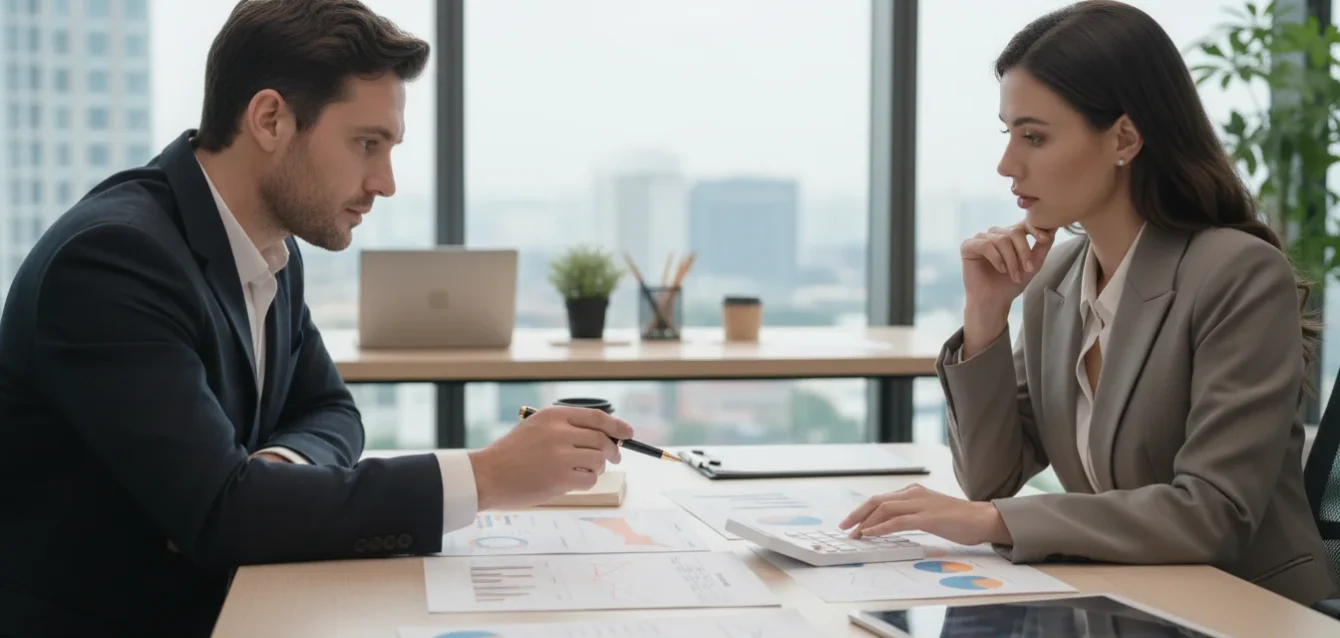 Executivos analisando gráficos de crescimento e inovação para competitividade empresarial com PD&I