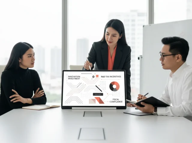Empresários discutindo sobre Lei de Informática incentivos fiscais e P&D tecnologia