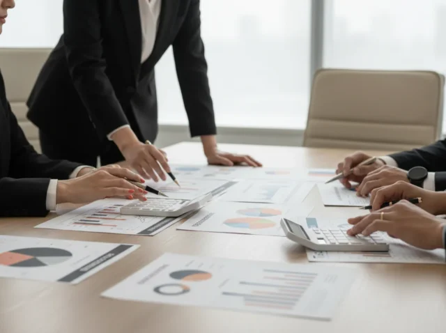 Empresários discutindo estratégias de Lei do Bem inovação empresas em uma sala de reunião